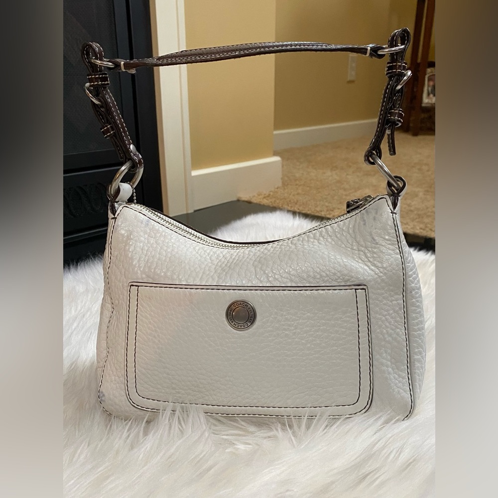 COACH Ecru Pebble Leather Purse